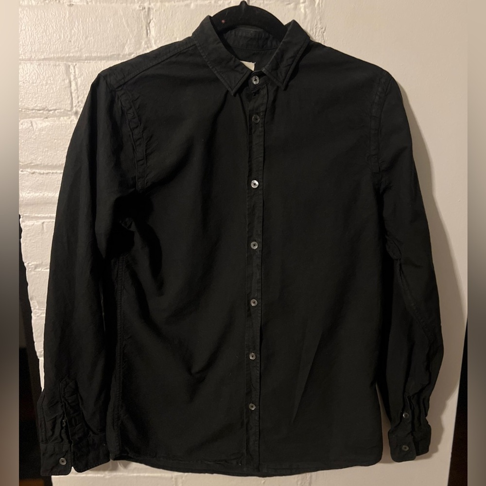 Med Winds Men’s Button Down Designer Black Dress Shirt Small Collar - Small